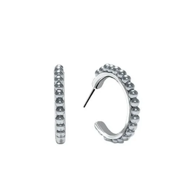 NEW! Pearly Grey Hoop Earrings - Picture 2 of 5